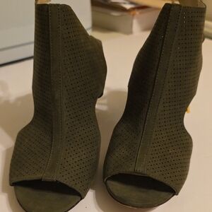 Louise et Cie Olive Suede Perforated Ankle Boots